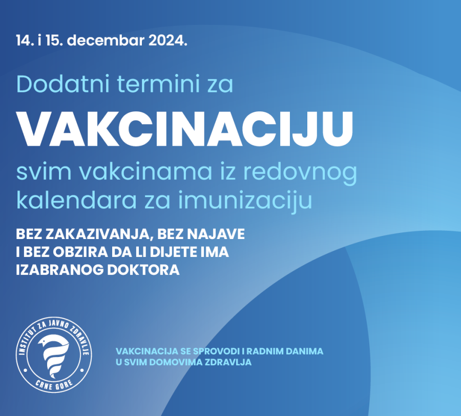 IJZ: Vakcinacija tokom 14. i 15. decembra