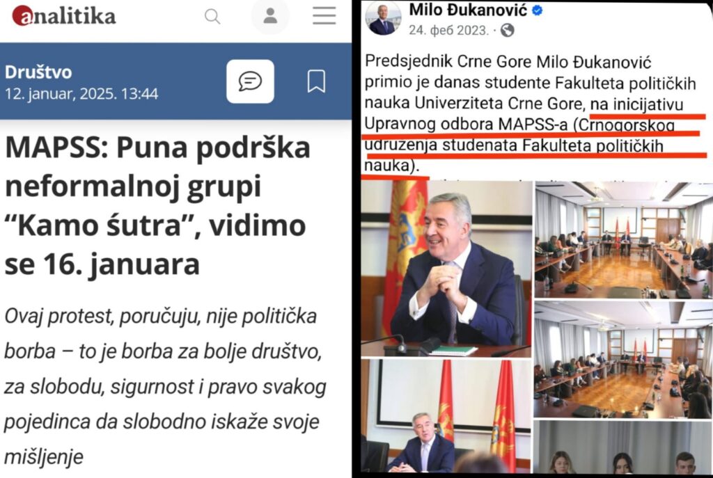 MAPSS podržao studente “Kamo Śutra”, prije dvije godine sastančili sa Đukanovićem