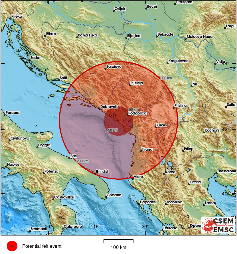 Zemljotres manje jačine kod Budve