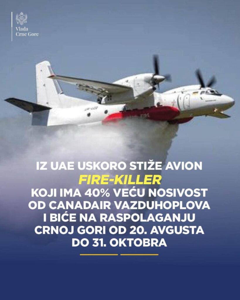 Spajić: Stiže avion „vatro-ubica“ iz UAE, biće nam na raspolaganju do 31. oktobra