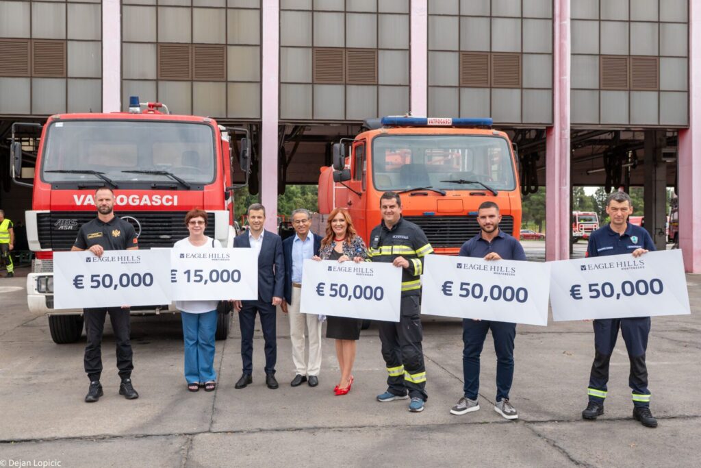 (VIDEO) Eagle Hills Montenegro donirao 215.000 eura vatrogascima Podgorice, Ulcinja, Kolašina i Žabljaka i NVO Gorani