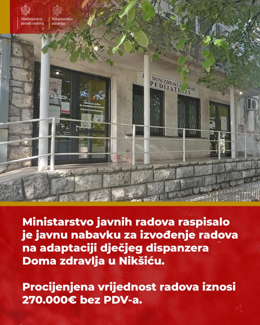 Za adaptaciju dječjeg dispanzera u Nikšiću 270.000 eura 